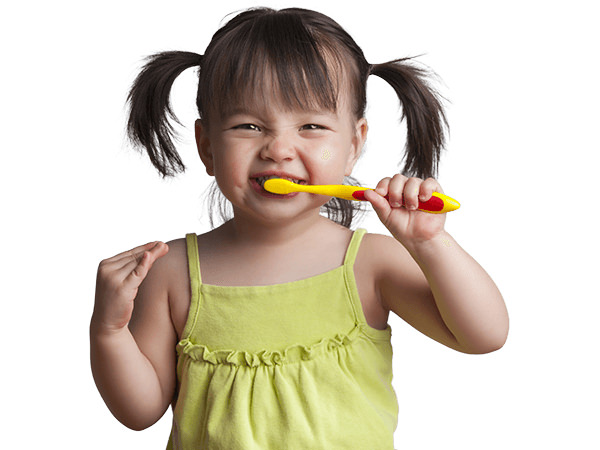 Toddler brushing teeth