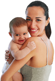 Hispanic woman holding baby